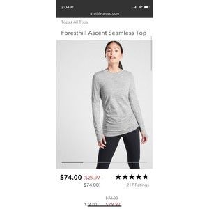 Athleta foresthill ascent seamless long sleeve size XXS